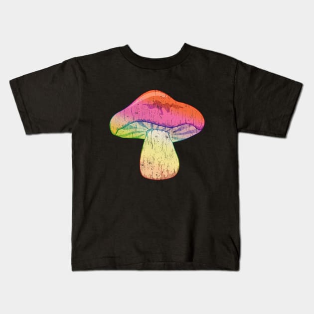 colorful, tie-dye mushroom Kids T-Shirt by theglaze